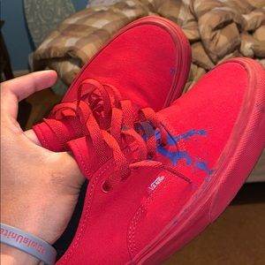 Vans all red paint splatter size 10.5 monotone